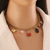 Cute Bee Butterfly Daisy Multielement Stainless Steel Necklace With Ladybug Pendant And Electroplating For Women