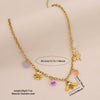 Cute Bee Butterfly Daisy Multielement Stainless Steel Necklace With Ladybug Pendant And Electroplating For Women