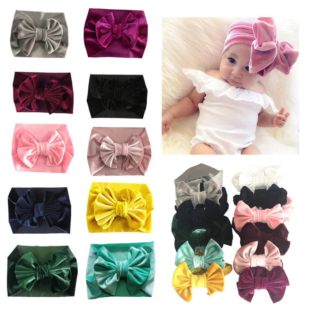 Cute Bow Knot Gold Velvet Hair Band