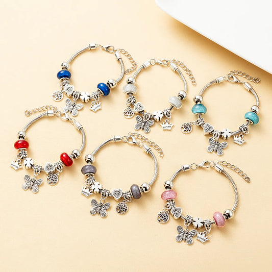 Cute Butterfly Glass Iron Plating Women's Bracelets