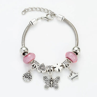 Cute Butterfly Glass Iron Plating Women's Bracelets