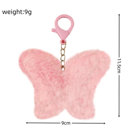 Cute Butterfly Imitation Fur Plastic Unisex Bag Pendant Keychain