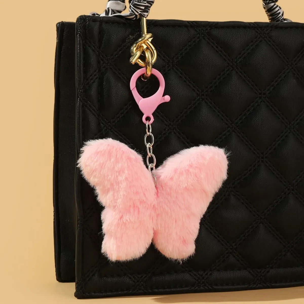 Cute Butterfly Imitation Fur Plastic Unisex Bag Pendant Keychain