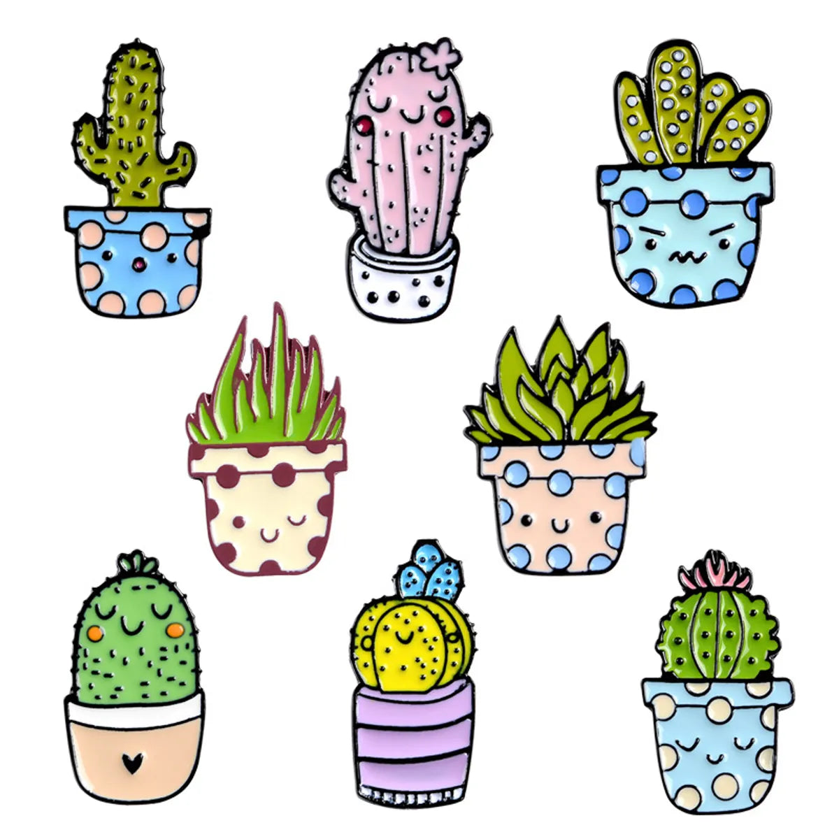 Cute Cactus Alloy Stoving Varnish Brooches