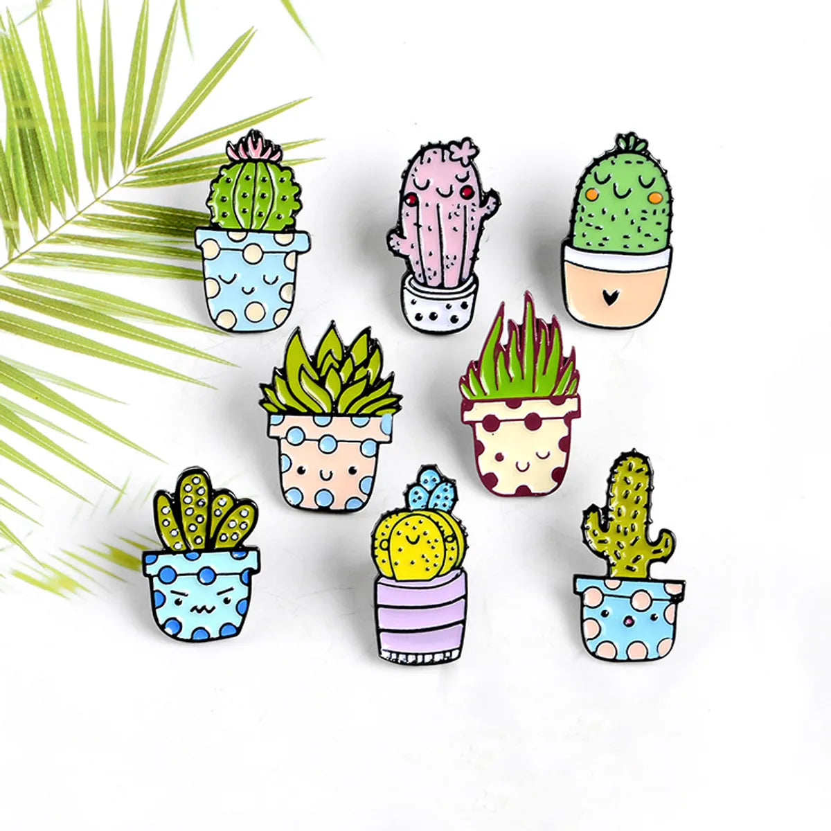 Cute Cactus Alloy Stoving Varnish Brooches