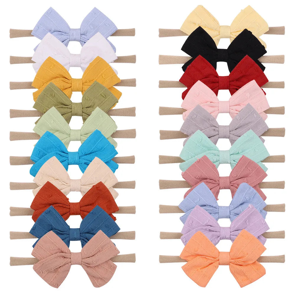 European And American Children'S Bow Hair Band Infants Baby Super Soft Nylon Headband Candy Color Hair Accessories Wholesale