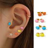 Cute Candy Colored Geometric Stainless Steel Mini Stud Earrings With Electroplating Treatment And Small Beans Ball Design