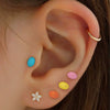 Cute Candy Colored Geometric Stainless Steel Mini Stud Earrings With Electroplating Treatment And Small Beans Ball Design