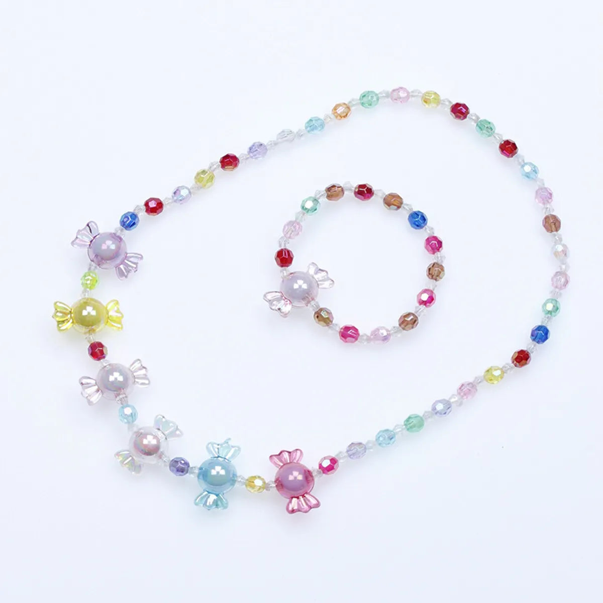 Cute Candy Resin Beaded No Inlaid Bracelets Necklace 2 Piece Set