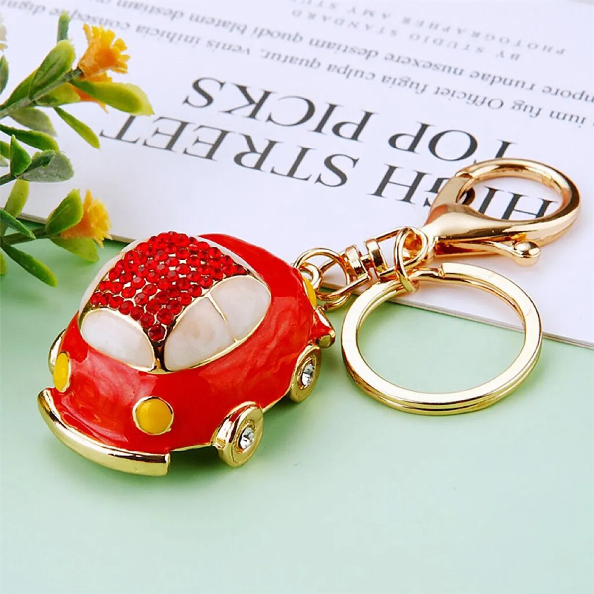 Cute Car Alloy Plating Inlay Rhinestones Unisex Keychain 1 Piece