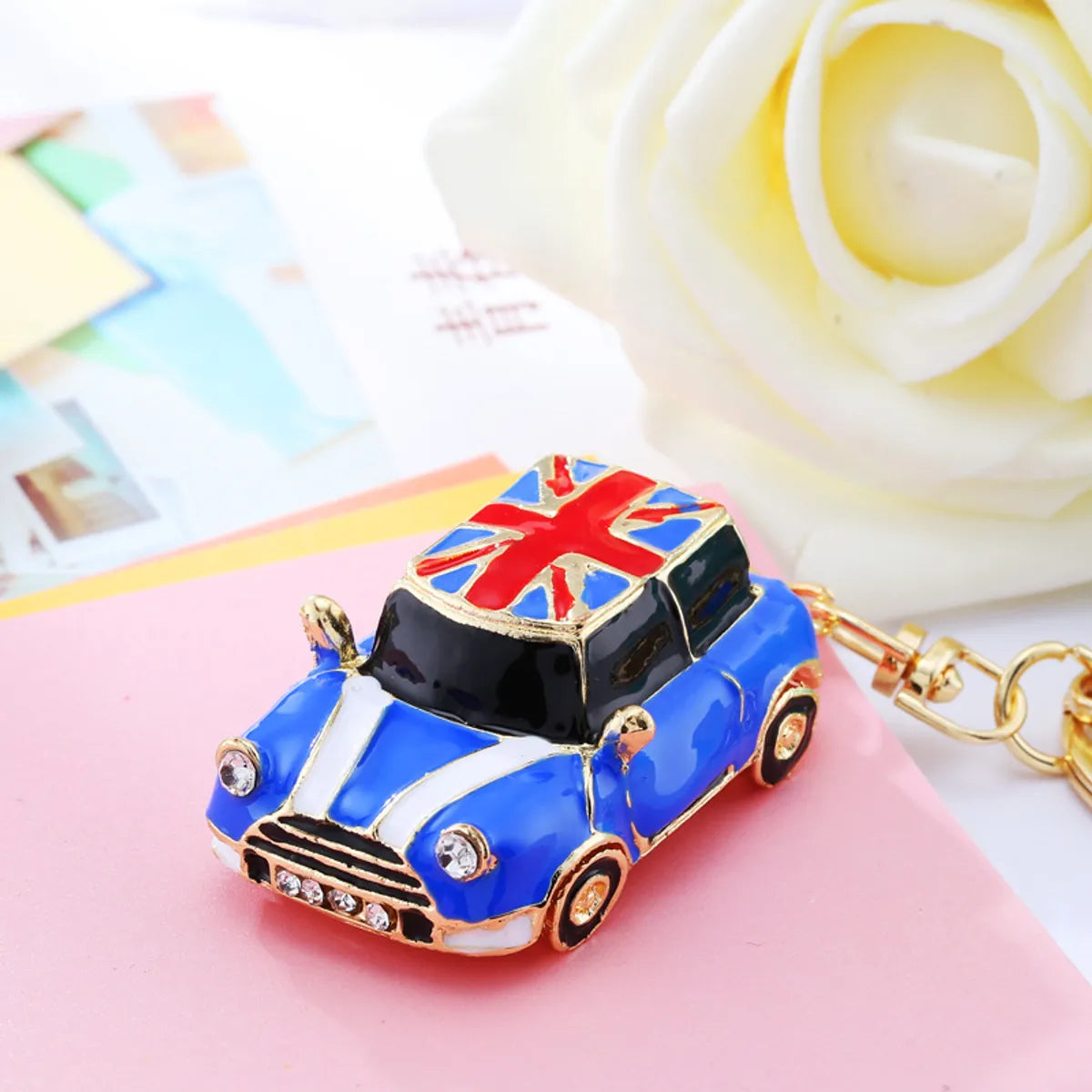 Cute Car Alloy Plating Inlay Rhinestones Unisex Keychain 1 Piece