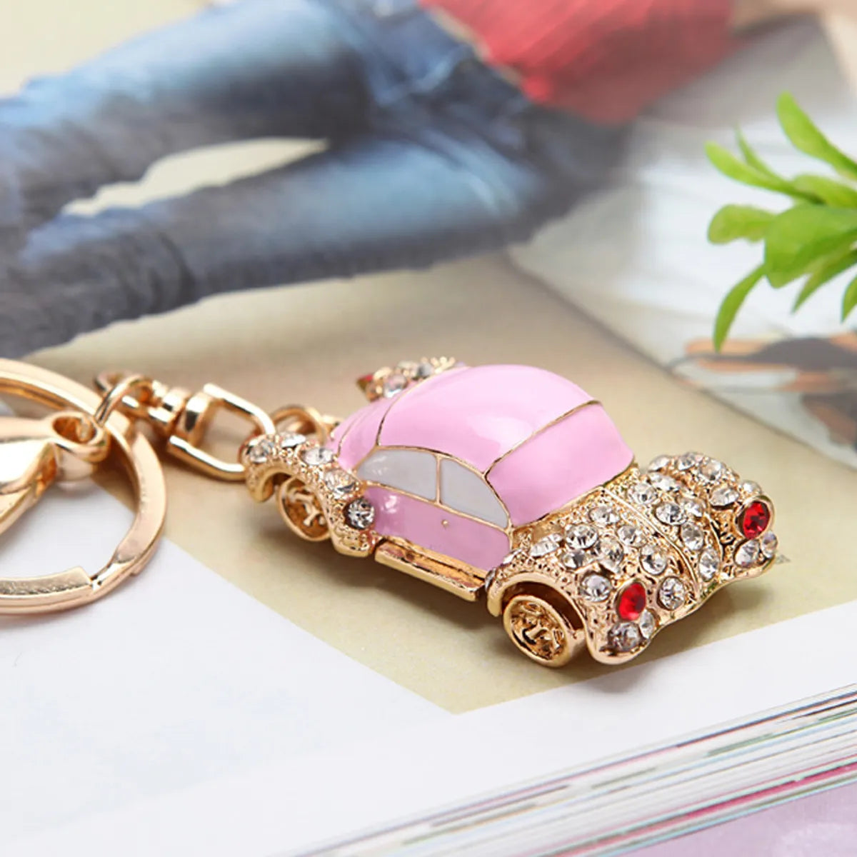 Cute Car Alloy Plating Inlay Rhinestones Unisex Keychain 1 Piece