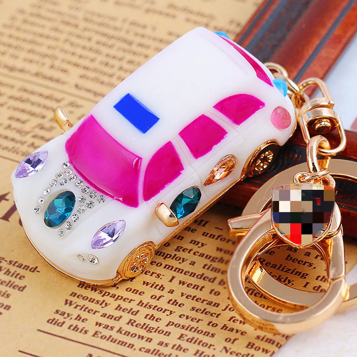 Cute Car Alloy Plating Inlay Rhinestones Unisex Keychain 1 Piece