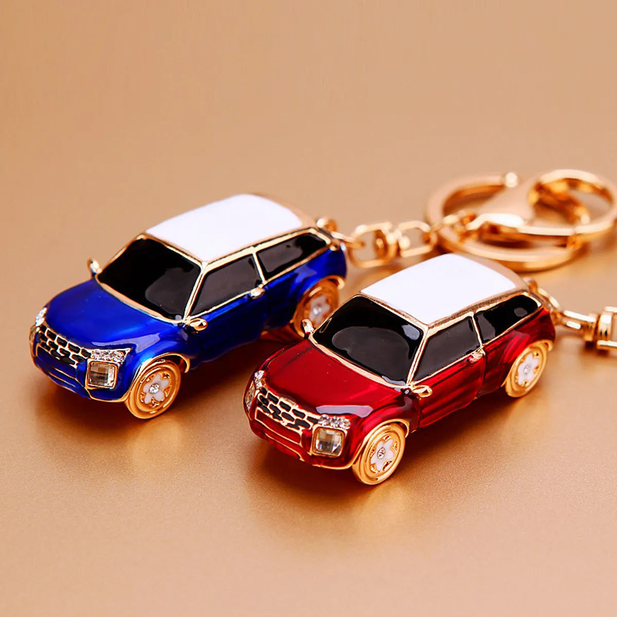 Cute Car Alloy Plating Inlay Rhinestones Unisex Keychain 1 Piece