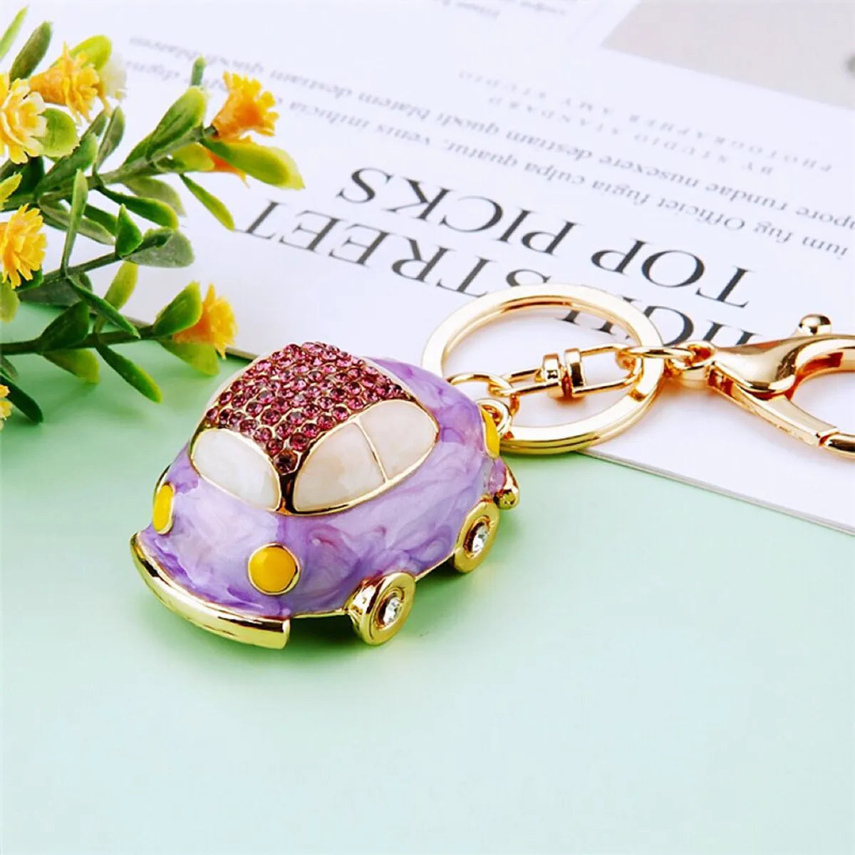 Cute Car Alloy Plating Inlay Rhinestones Unisex Keychain 1 Piece