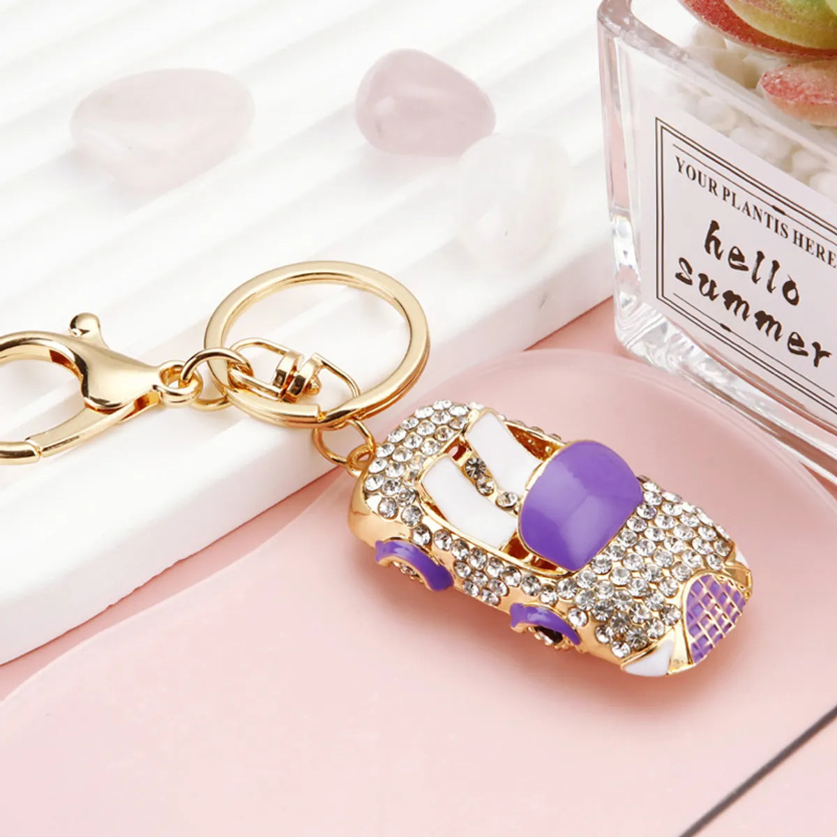 Cute Car Alloy Plating Inlay Rhinestones Unisex Keychain 1 Piece