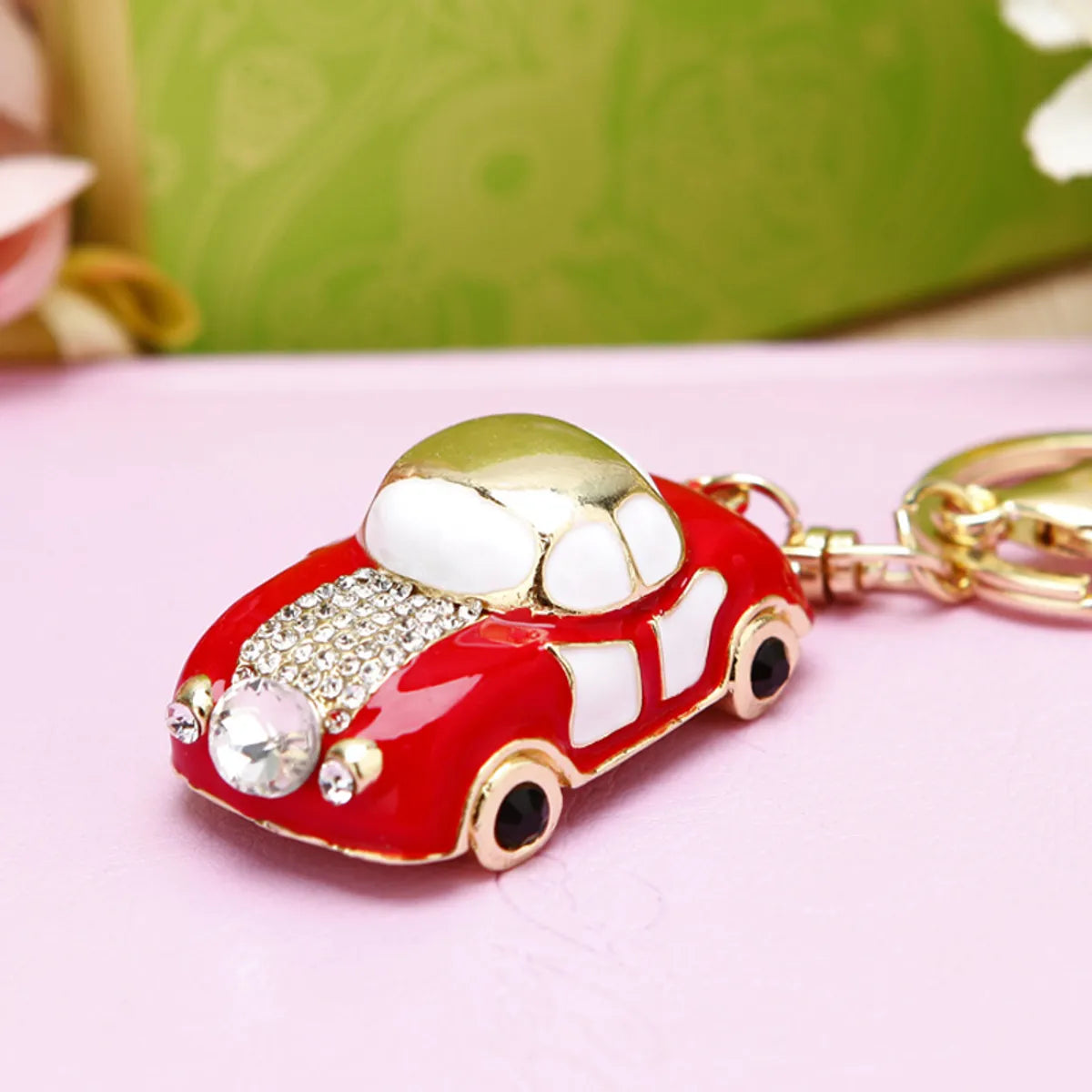 Cute Car Alloy Plating Inlay Rhinestones Unisex Keychain 1 Piece