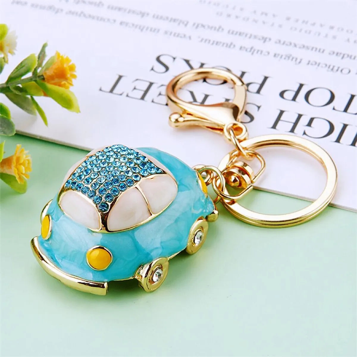 Cute Car Alloy Plating Inlay Rhinestones Unisex Keychain 1 Piece