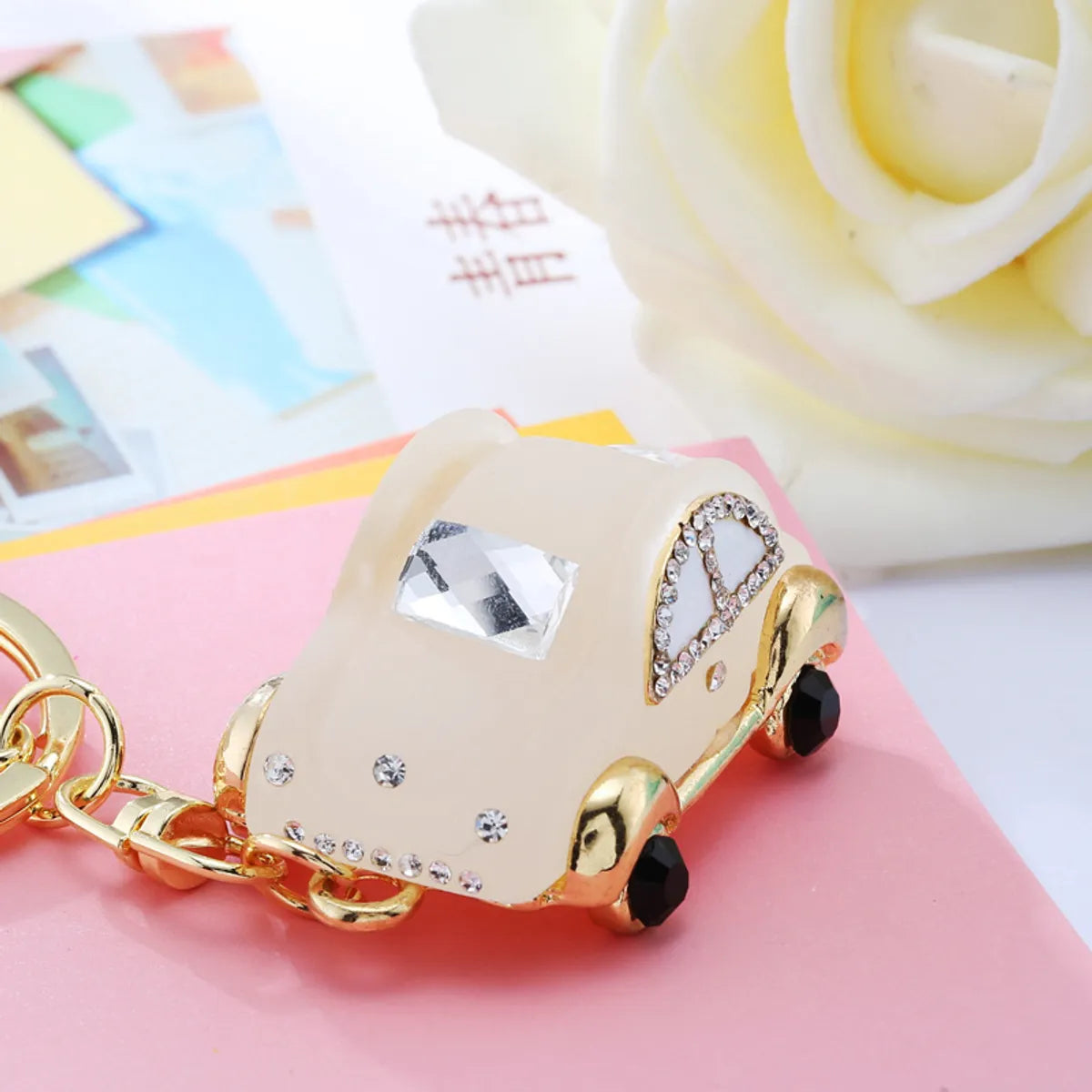 Cute Car Alloy Plating Inlay Rhinestones Unisex Keychain 1 Piece