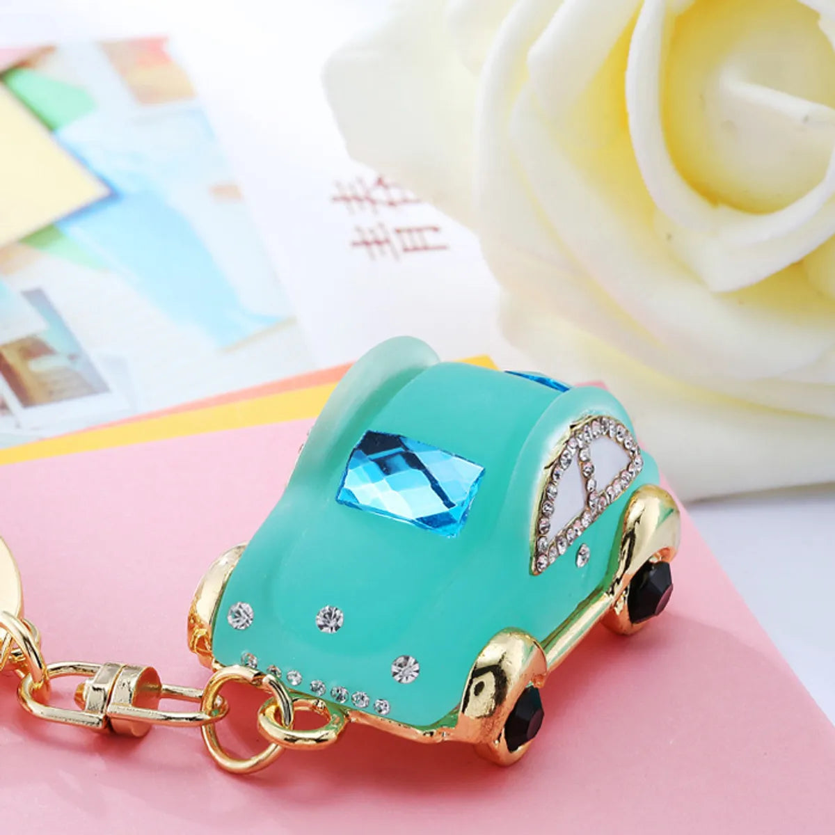 Cute Car Alloy Plating Inlay Rhinestones Unisex Keychain 1 Piece