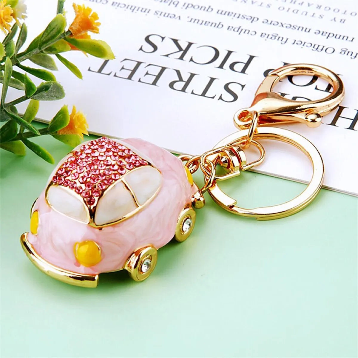 Cute Car Alloy Plating Inlay Rhinestones Unisex Keychain 1 Piece