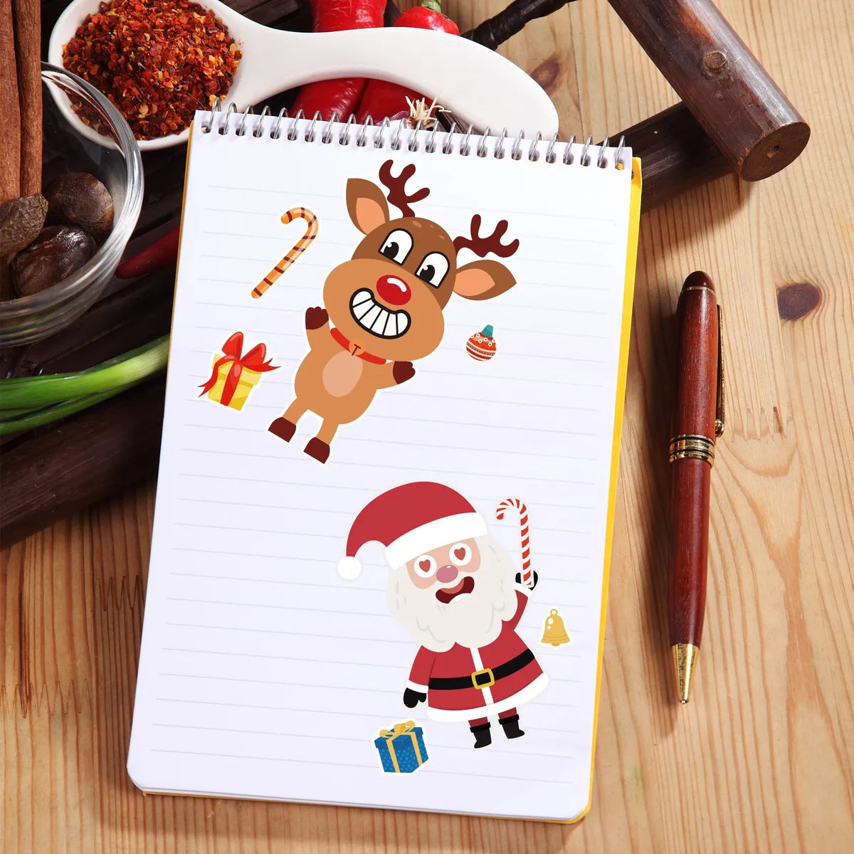 Cute Cartoon 16 Pieces Christmas Waterproof Decoration Puzzle Stickers