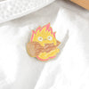 Cute Cartoon Alloy Brooch Pin With English Letter And Small Flame Design For Unisex Decorative Wear