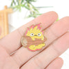 Cute Cartoon Alloy Brooch Pin With English Letter And Small Flame Design For Unisex Decorative Wear