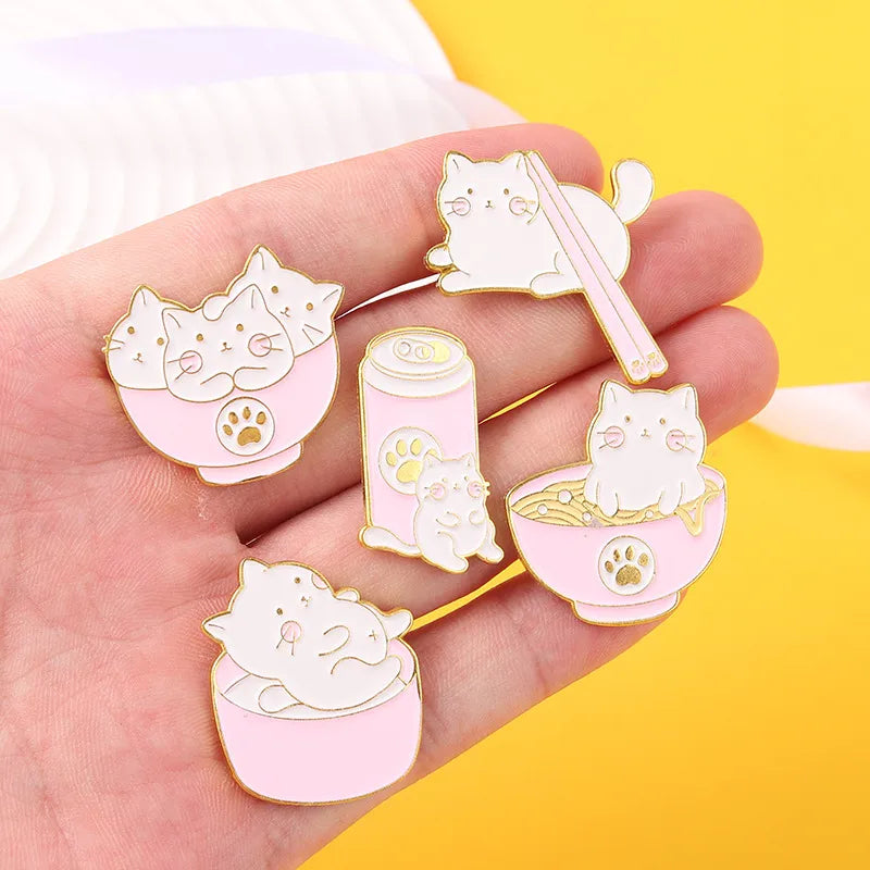 Cute Cartoon Animal Alloy Drip Brooch Creative Stack Arhat Cat Shape Clothes Bag Brooch