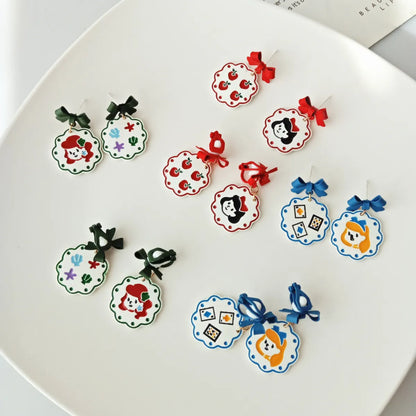 Cute Cartoon Character Alloy Enamel Drop Earrings