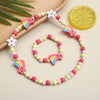 Cute Cartoon Character Flower Arylic Stoving Varnish Girl'S Bracelets Necklace 1 Set