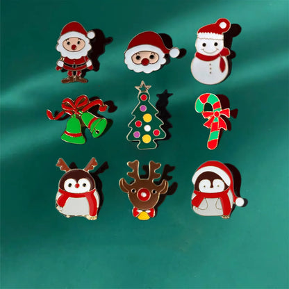 Cute Cartoon Character Santa Claus Elk Zinc Alloy Plating Unisex Brooches