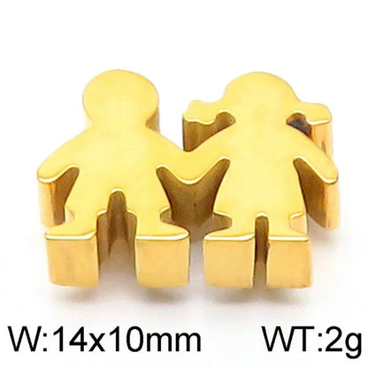 1 Piece Stainless Steel 18K Gold Plated Cartoon Character