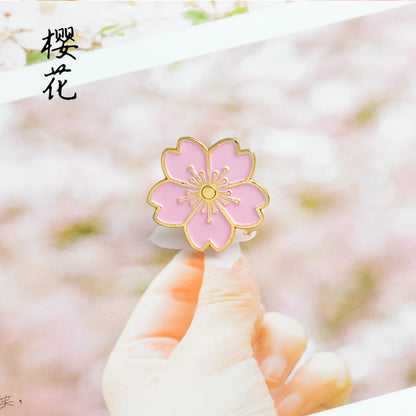 Cute Cartoon Cherry Blossom Solid Color Alloy Brooch