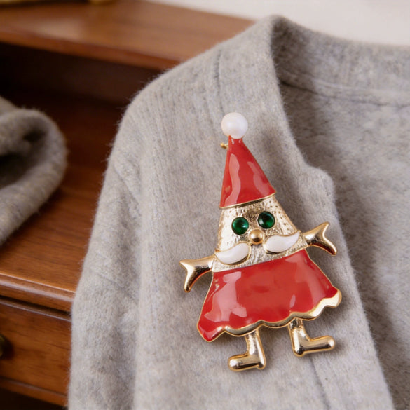 Cute Cartoon Christmas Tree Character Alloy Brooch Pin With Dripping Oil Finish For Women's Festival Accessories