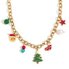 Cute Cartoon Christmas Tree Socks Old Man Pendant Stainless Steel 18K Gold Plated Handmade Chain Christmas Necklace For Women