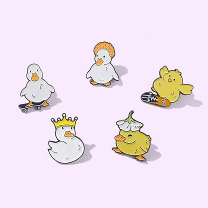 Cute Cartoon Creative  Skateboard Little Chicken Alloy Brooch