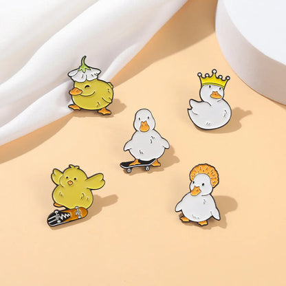 Cute Cartoon Creative  Skateboard Little Chicken Alloy Brooch