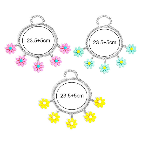 Cute Cartoon Daisy Flower Resin Bead Chain Bracelet Elegant Lightweight Style Wearresistant Waterproof Jewelry For Women And Men
