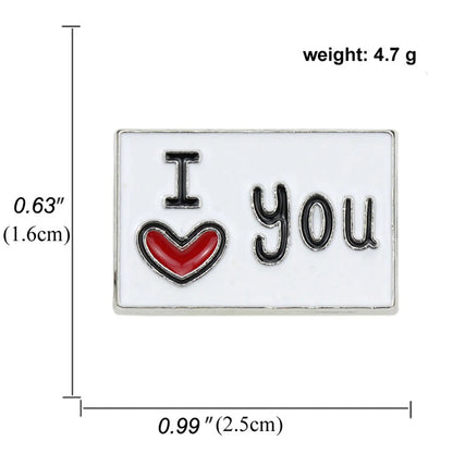 Cute Cartoon I Love You Text Brooch Bag Clothes Decoration Pin Badge