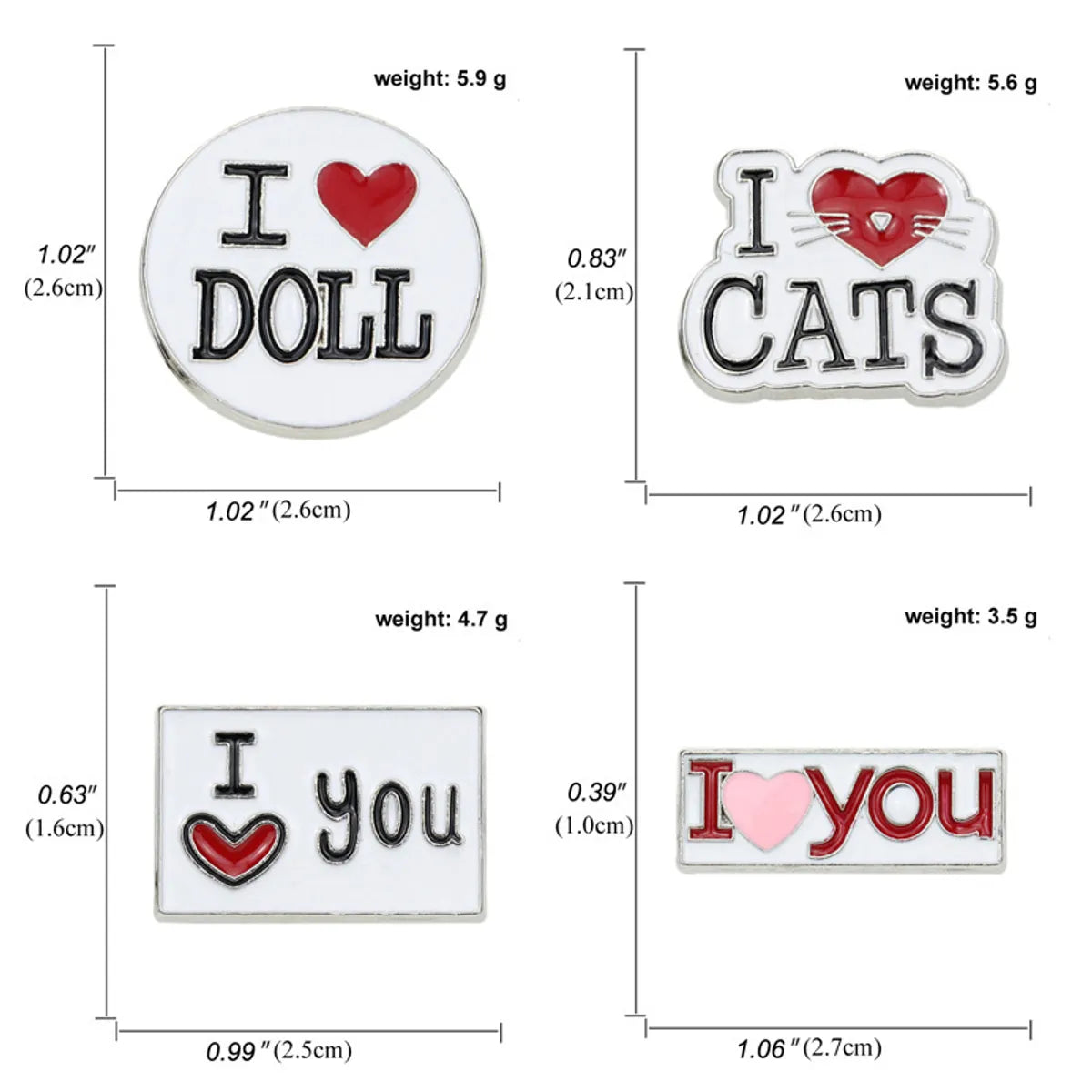 Cute Cartoon I Love You Text Brooch Bag Clothes Decoration Pin Badge