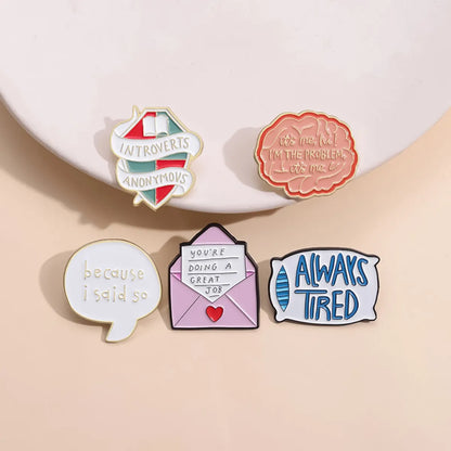 Cute Cartoon Letter Alloy Plating Unisex Brooches