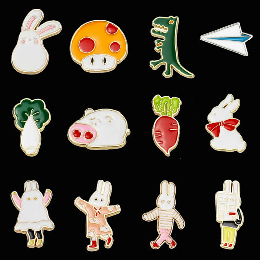 Cute Cartoon Rabbit Animal Vegetable Dripping Oil Alloy Brooch