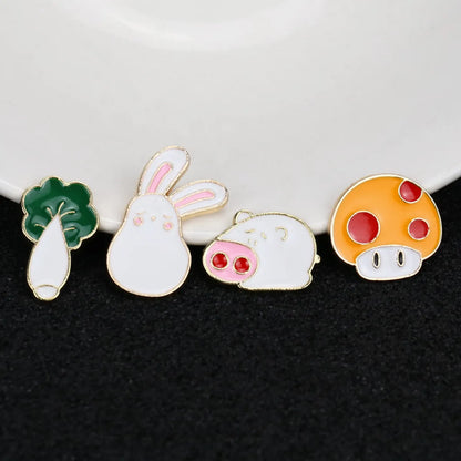 Cute Cartoon Rabbit Animal Vegetable Dripping Oil Alloy Brooch