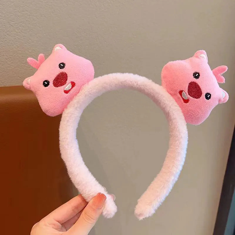 Cute Cartoon Ruby Plush Face Washing Headband Female Sweet Non-Slip Hair Pressing Beaver Headband Hair Clip Hair Band Headdress