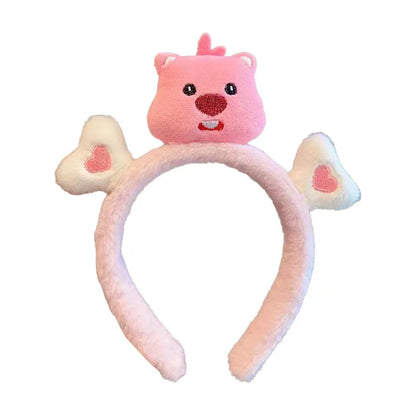 Cute Cartoon Ruby Plush Face Washing Headband Female Sweet Non-Slip Hair Pressing Beaver Headband Hair Clip Hair Band Headdress