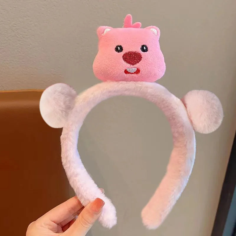 Cute Cartoon Ruby Plush Face Washing Headband Female Sweet Non-Slip Hair Pressing Beaver Headband Hair Clip Hair Band Headdress