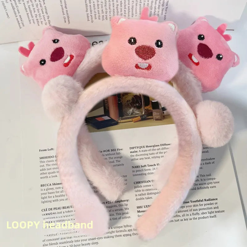 Cute Cartoon Ruby Plush Face Washing Headband Female Sweet Non-Slip Hair Pressing Beaver Headband Hair Clip Hair Band Headdress