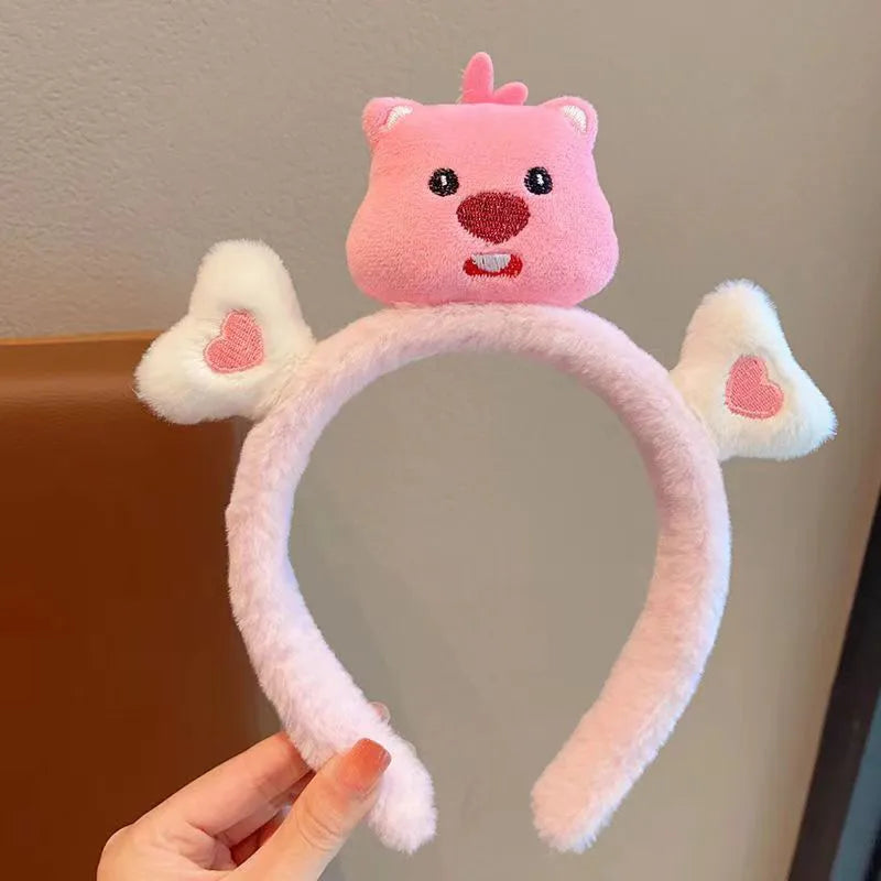 Cute Cartoon Ruby Plush Face Washing Headband Female Sweet Non-Slip Hair Pressing Beaver Headband Hair Clip Hair Band Headdress