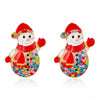 Cute Cartoon Snowman Stud Earrings With Scarf And Hat Rhinestone Electroplated Alloy Earrings With Stainless Steel Posts For Women